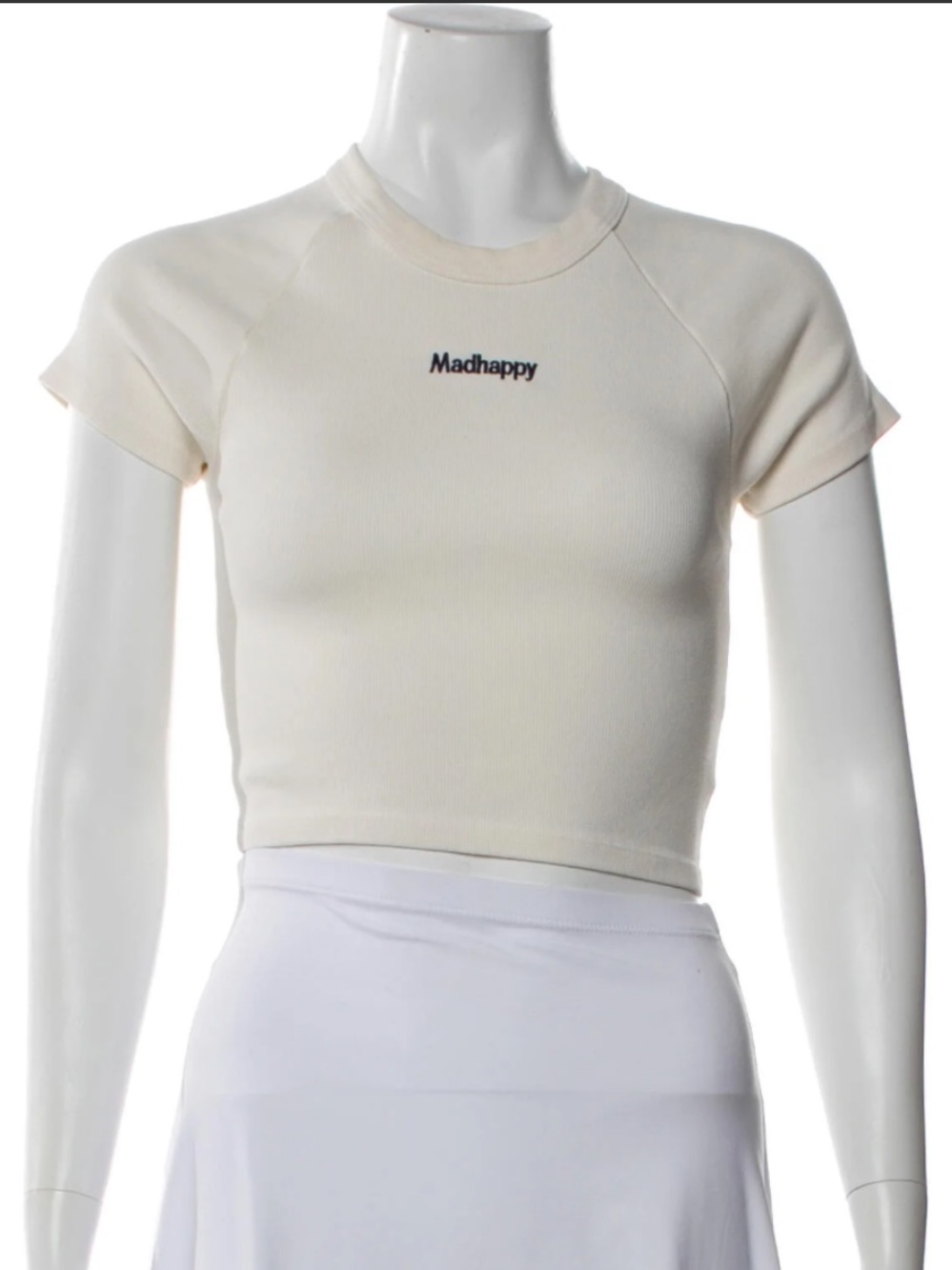 Madhappy Cream Ribbed Crop Tee